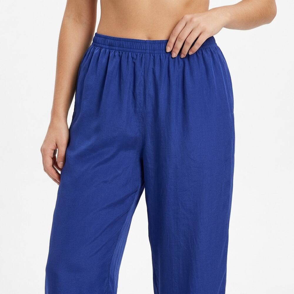 CAROLE LITTLE 100% Silk Blue Cropped Lightweight Pants Women Size 22W